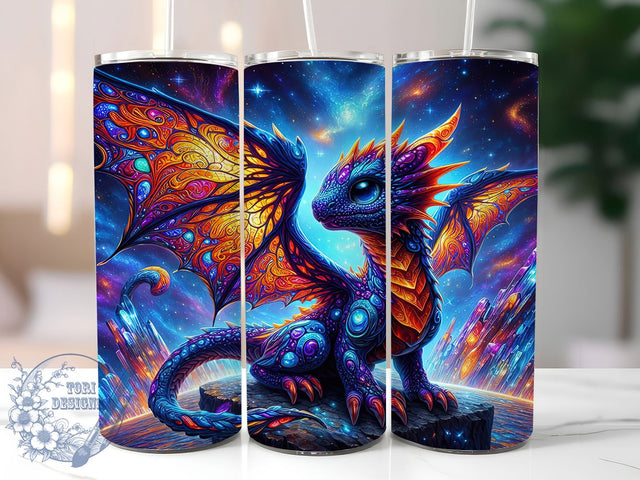 Cosmic Galaxy Vibrant Dragon Tumbler, Galaxy Tumbler, Fantasy Wrap, 20Oz Tumbler, Sublimation Design, Cosmic Art, Mythical Creature Sublimation ToriDesigns 