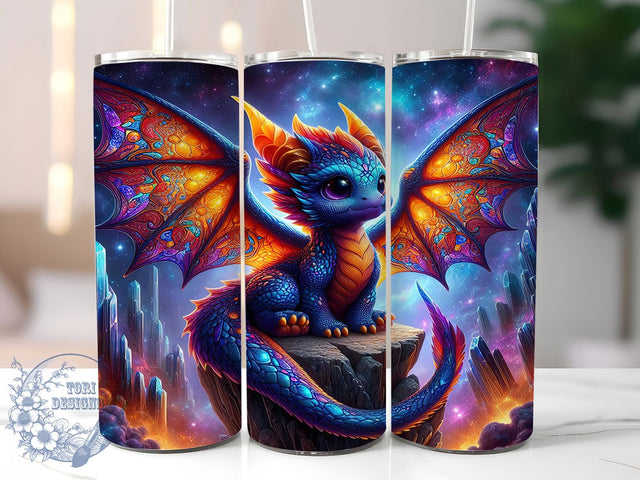 Cosmic Galaxy Vibrant Dragon Tumbler, Galaxy Tumbler, Fantasy Wrap, 20Oz Tumbler, Sublimation Design, Cosmic Art, Mythical Creature Sublimation ToriDesigns 