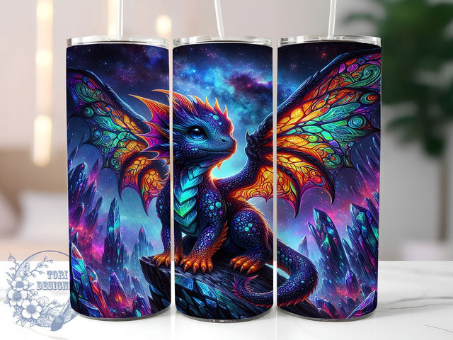 Cosmic Galaxy Vibrant Dragon Tumbler, Galaxy Tumbler, Fantasy Wrap, 20Oz Tumbler, Sublimation Design, Cosmic Art, Mythical Creature Sublimation ToriDesigns 