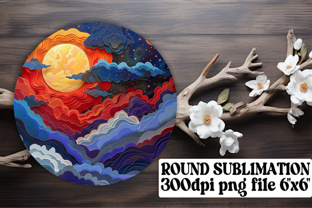 Cosmic Glow: 3D Sun Circle Sublimation Assortment Sublimation afrosvg 