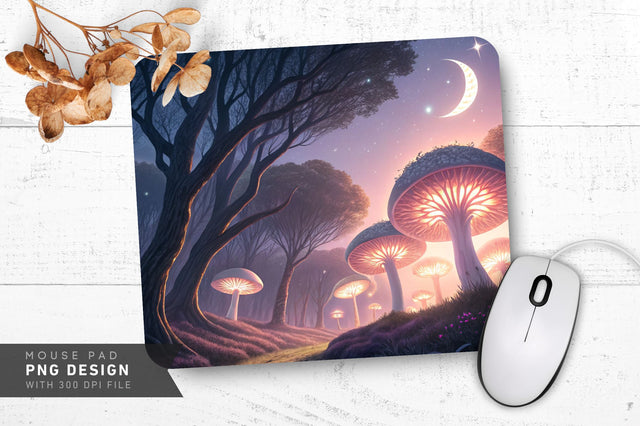 Cosmic Glow Mushroom Mousepad Sublimation Regulrcrative 