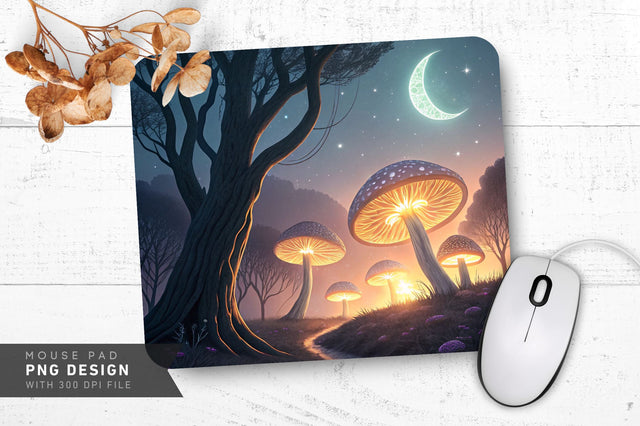 Cosmic Glow Mushroom Mousepad Sublimation Regulrcrative 