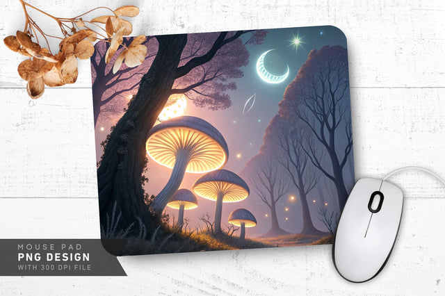 Cosmic Glow Mushroom Mousepad Sublimation Regulrcrative 