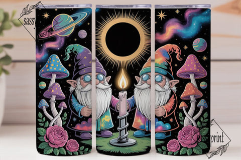 Cosmic Gnome Eclipse 20oz Tumbler Wrap Sublimation sassyprint 