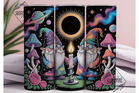Cosmic Gnome Eclipse 20oz Tumbler Wrap Sublimation sassyprint 
