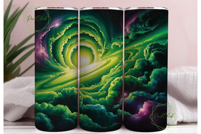 Cosmic Green Nebula Swirl 20oz Tumbler Sublimation PixelChick 