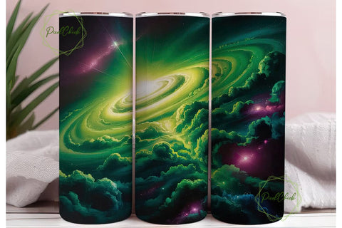 Cosmic Green Nebula Swirl 20oz Tumbler Sublimation PixelChick 