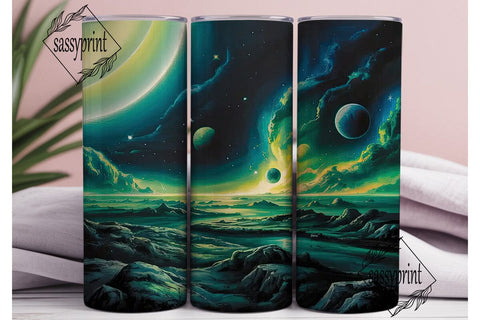 Cosmic Green Planet 20oz Tumbler Wrap Sublimation sassyprint 