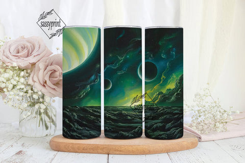 Cosmic Green Planet 20oz Tumbler Wrap Sublimation sassyprint 
