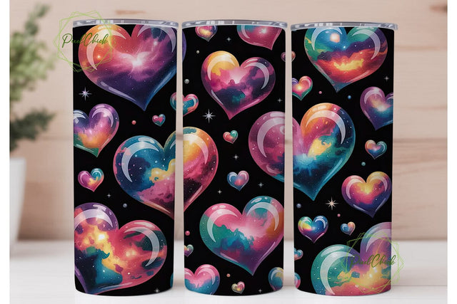 Cosmic Hearts 20oz Tumbler Wrap Sublimation PixelChick 