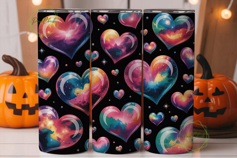 Cosmic Hearts 20oz Tumbler Wrap Sublimation PixelChick 
