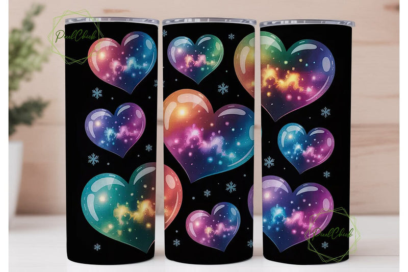 Cosmic Hearts 20oz Tumbler Wrap Sublimation PixelChick 
