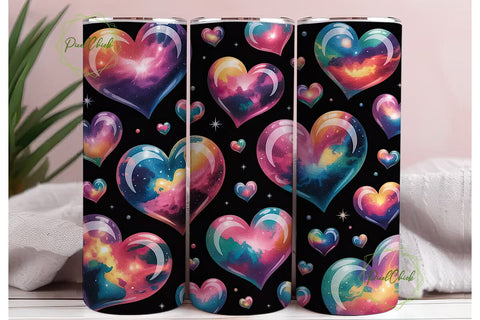 Cosmic Hearts 20oz Tumbler Wrap Sublimation PixelChick 
