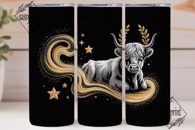 Cosmic Highland Cow 20oz Tumbler Wrap Sublimation sassyprint 