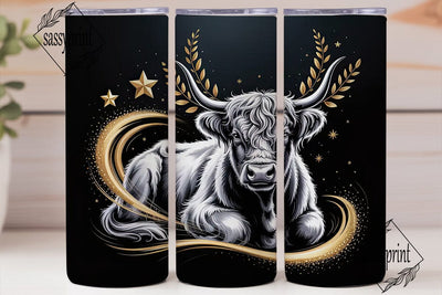 Cosmic Highland Cow 20oz Tumbler Wrap Sublimation sassyprint 