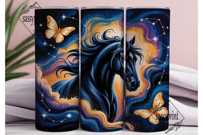 Cosmic Horse & Butterflies Tumbler Wrap Sublimation sassyprint 