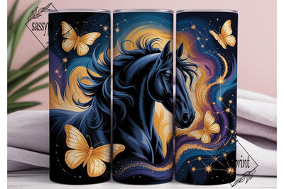 Cosmic Horse & Butterflies Tumbler Wrap Sublimation sassyprint 