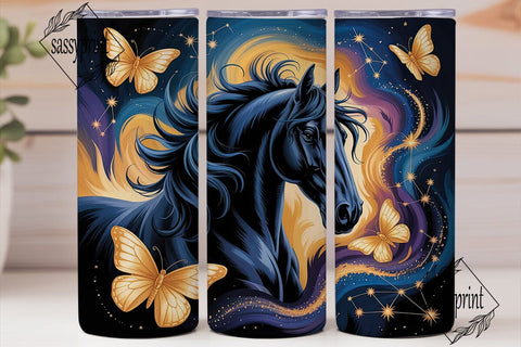 Cosmic Horse & Butterflies Tumbler Wrap Sublimation sassyprint 