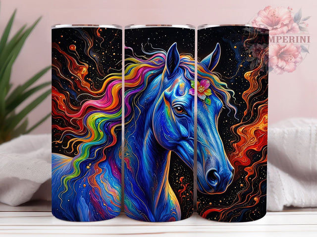 Cosmic Horse Swirl 20oz Tumbler, Cosmic Theme, Horse Motif, Swirl Pattern, Mystical Style, Dream Aesthetic, Skinny Tumbler, Sublimation PNG Sublimation Li Zamperini 