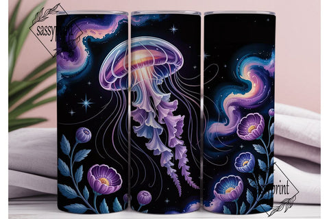 Cosmic Jellyfish Floral 20oz Tumbler Sublimation sassyprint 