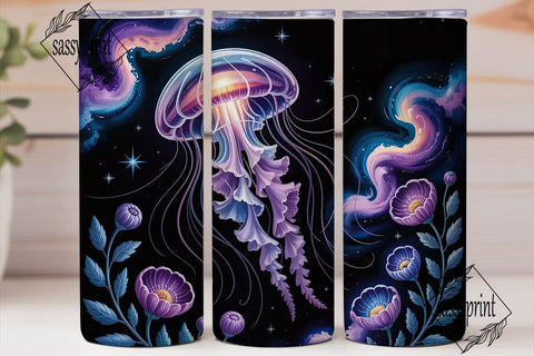 Cosmic Jellyfish Floral 20oz Tumbler Sublimation sassyprint 