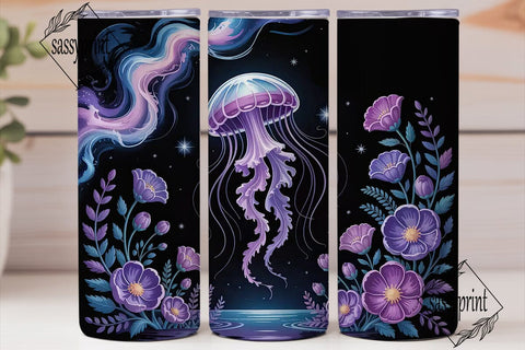 Cosmic Jellyfish Floral 20oz Tumbler Sublimation sassyprint 