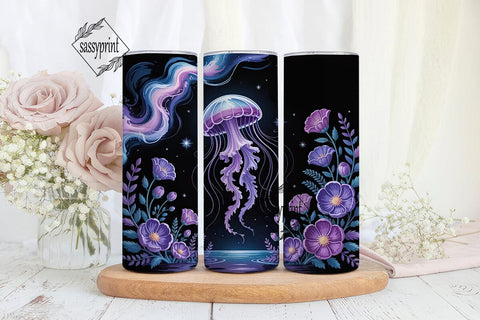 Cosmic Jellyfish Floral 20oz Tumbler Sublimation sassyprint 