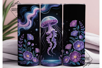 Cosmic Jellyfish Floral 20oz Tumbler Sublimation sassyprint 