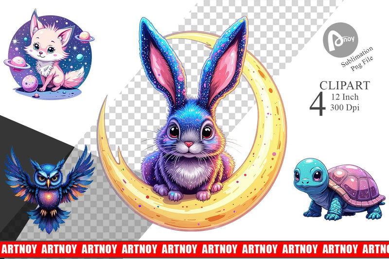 Cosmic Kawaii Critters Clipart Sublimation artnoy 