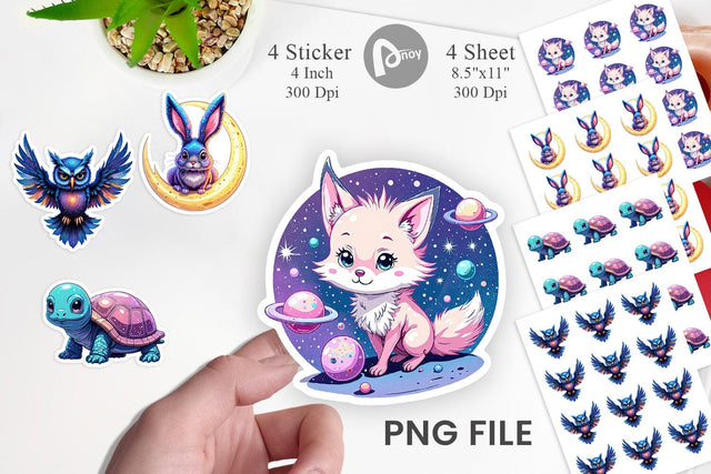 Cosmic Kawaii Critters Sticker Sublimation artnoy 