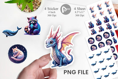 Cosmic Kawaii Critters Sticker Sublimation artnoy 