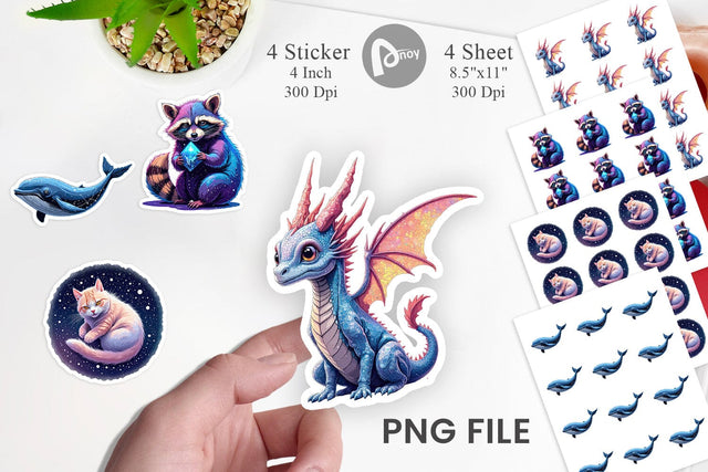 Cosmic Kawaii Critters Sticker Sublimation artnoy 