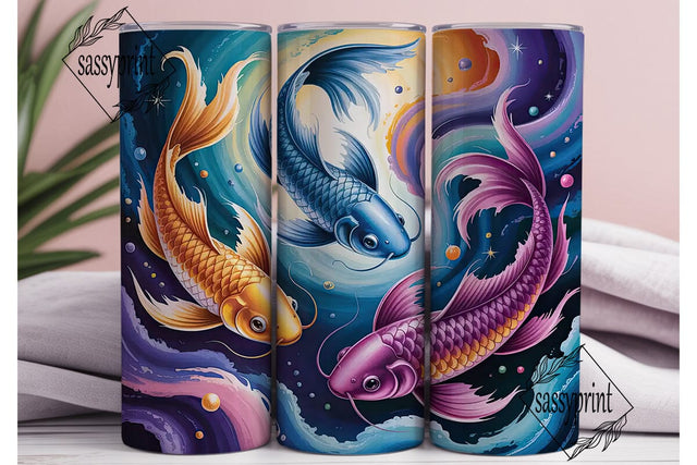 Cosmic Koi Fish 20oz Tumbler Wrap Sublimation sassyprint 