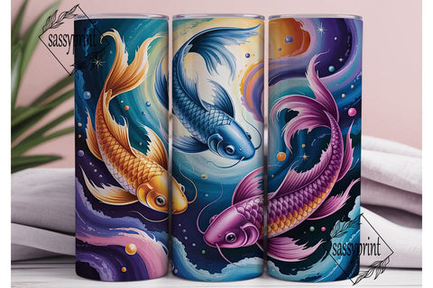 Cosmic Koi Fish 20oz Tumbler Wrap Sublimation sassyprint 