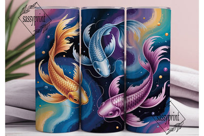 Cosmic Koi Fish 20oz Tumbler Wrap Sublimation sassyprint 