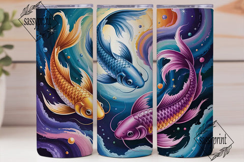 Cosmic Koi Fish 20oz Tumbler Wrap Sublimation sassyprint 