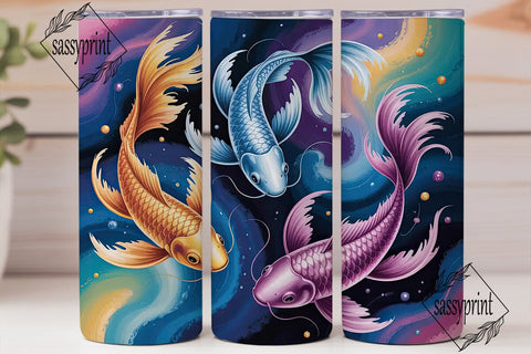 Cosmic Koi Fish 20oz Tumbler Wrap Sublimation sassyprint 