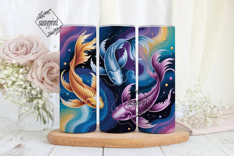 Cosmic Koi Fish 20oz Tumbler Wrap Sublimation sassyprint 