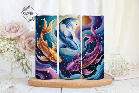 Cosmic Koi Fish 20oz Tumbler Wrap Sublimation sassyprint 