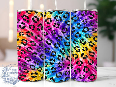 Cosmic Leopard Glow 20oz Tumbler, Cosmic Theme, Leopard Print, Glow Effect, Animal Motif, Colorful Design, Skinny Tumbler, Sublimation PNG Sublimation ToriDesigns 