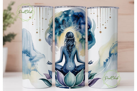 Cosmic Meditation Lotus 20oz Tumbler Sublimation PixelChick 
