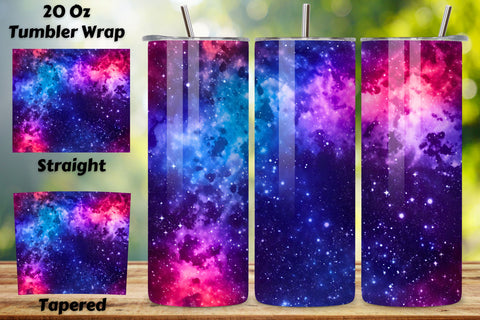 Cosmic Nebula Glitter Ombre Tumbler Wrap, seamless wrap png Sublimation FloridPrintables 