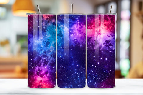 Cosmic Nebula Glitter Ombre Tumbler Wrap, seamless wrap png Sublimation FloridPrintables 