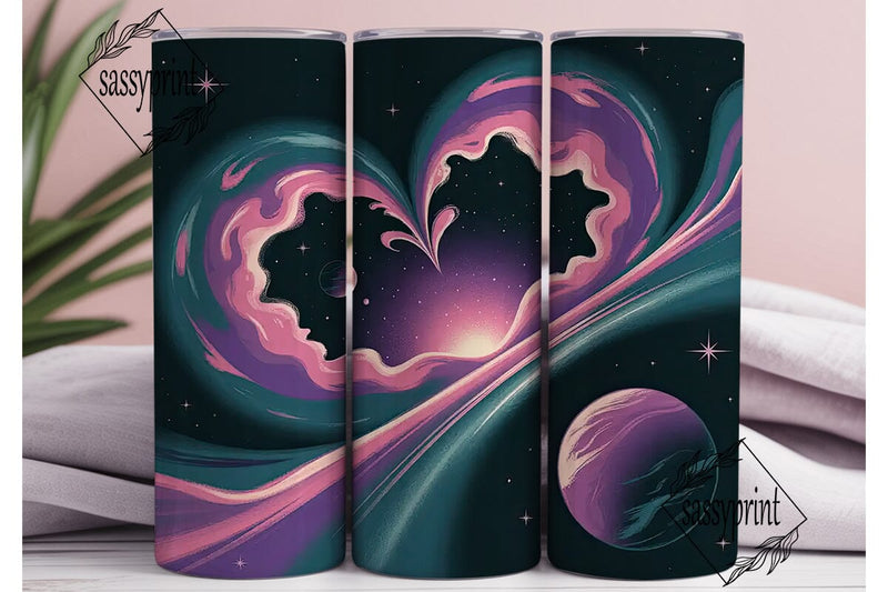 Cosmic Nebula Heart 20oz Tumbler Wrap Sublimation sassyprint 