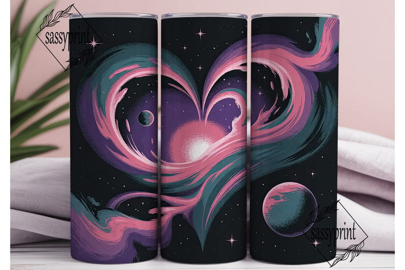 Cosmic Nebula Heart 20oz Tumbler Wrap Sublimation sassyprint 