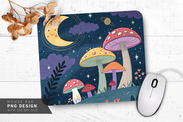Cosmic Night Mushroom Mousepad Sublimation Regulrcrative 