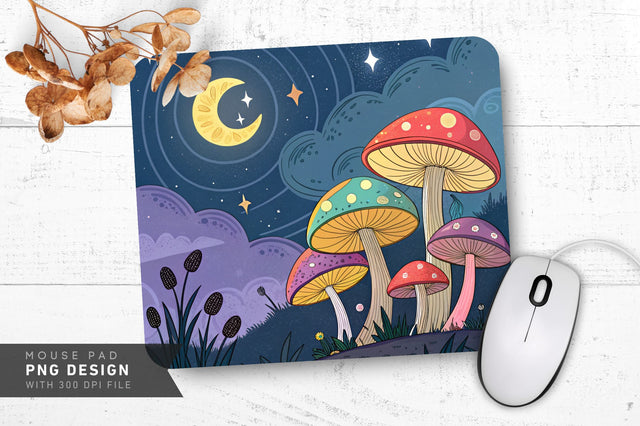 Cosmic Night Mushroom Mousepad Sublimation Regulrcrative 
