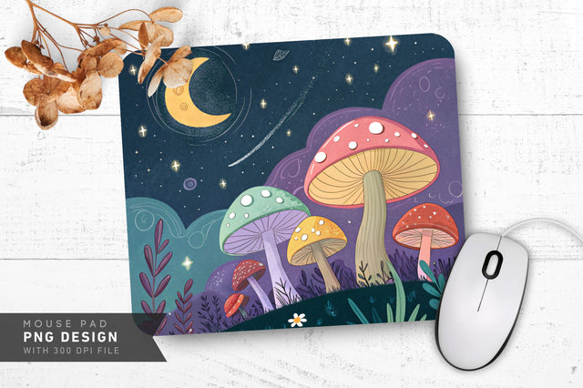 Cosmic Night Mushroom Mousepad Sublimation Regulrcrative 