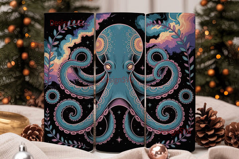 Cosmic Octopus 20oz Tumbler Wrap Sublimation DesignSVG 