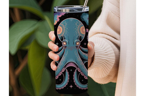 Cosmic Octopus 20oz Tumbler Wrap Sublimation DesignSVG 